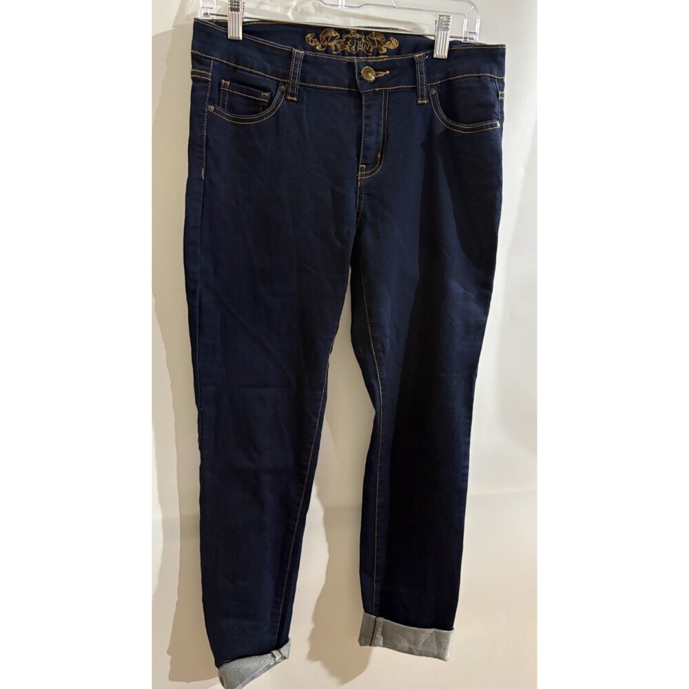 WAX JEAN Woman’s Size 10 Blue Dark Wash Skinny Denim Jeans Solid Button